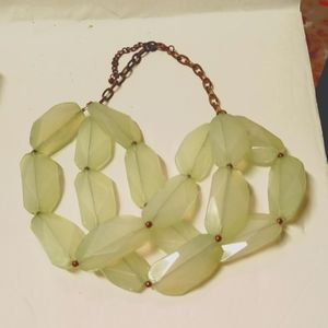 Vintage Necklace Jade Green Acrylic Lucite Chunky Triple Layered Boho 18"